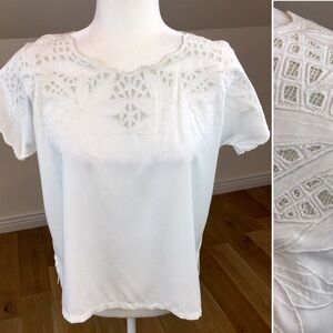 22 Hickory White Short Sleeve Top Size M